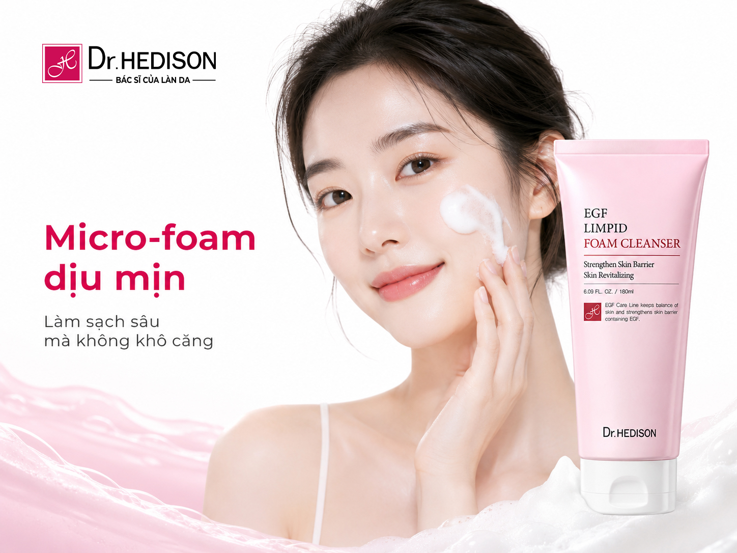 Sữa Rửa Mặt Dạng Bọt Hỗ Trợ Tái Tạo Da EGF Limpid Foam Cleanser (180ml)