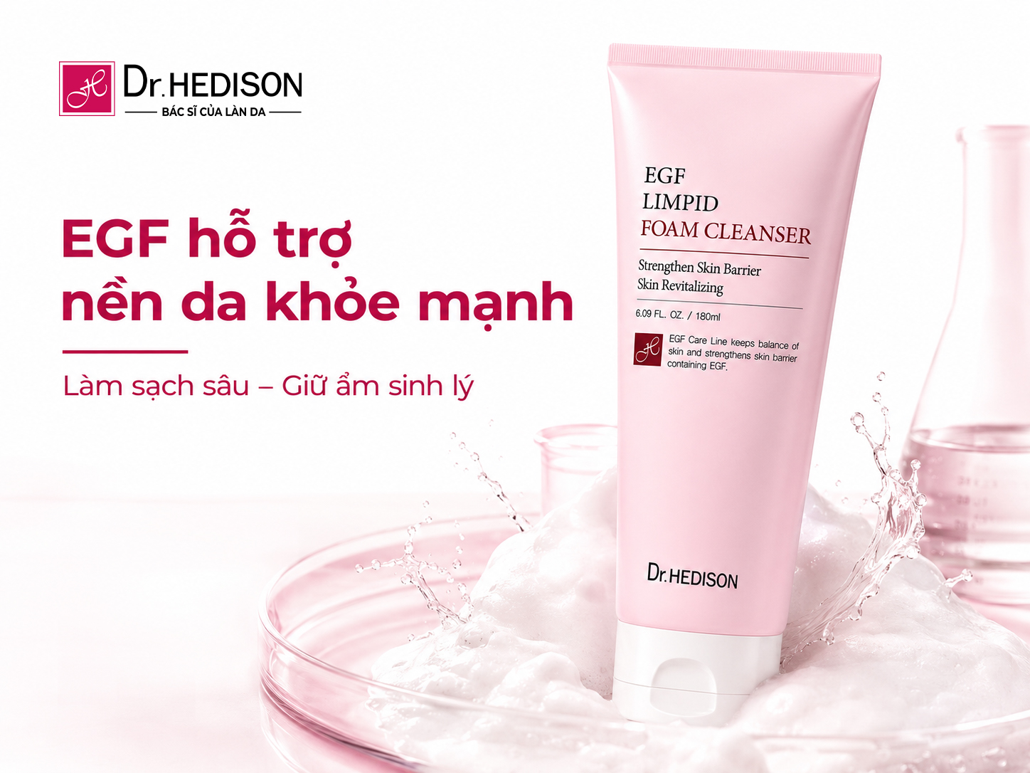 Sữa Rửa Mặt Dạng Bọt Hỗ Trợ Tái Tạo Da EGF Limpid Foam Cleanser (180ml)