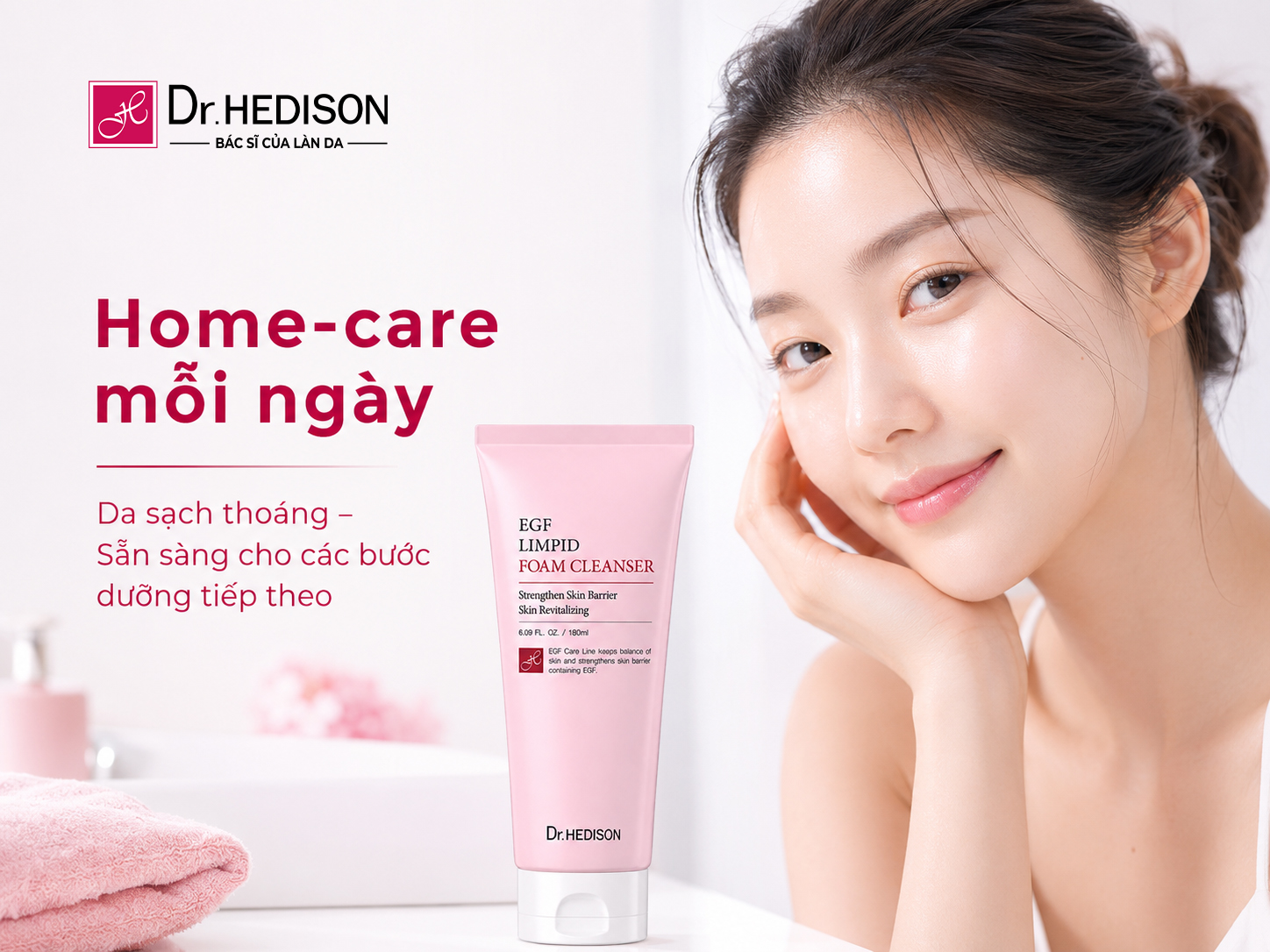 Sữa Rửa Mặt Dạng Bọt Hỗ Trợ Tái Tạo Da EGF Limpid Foam Cleanser (180ml)