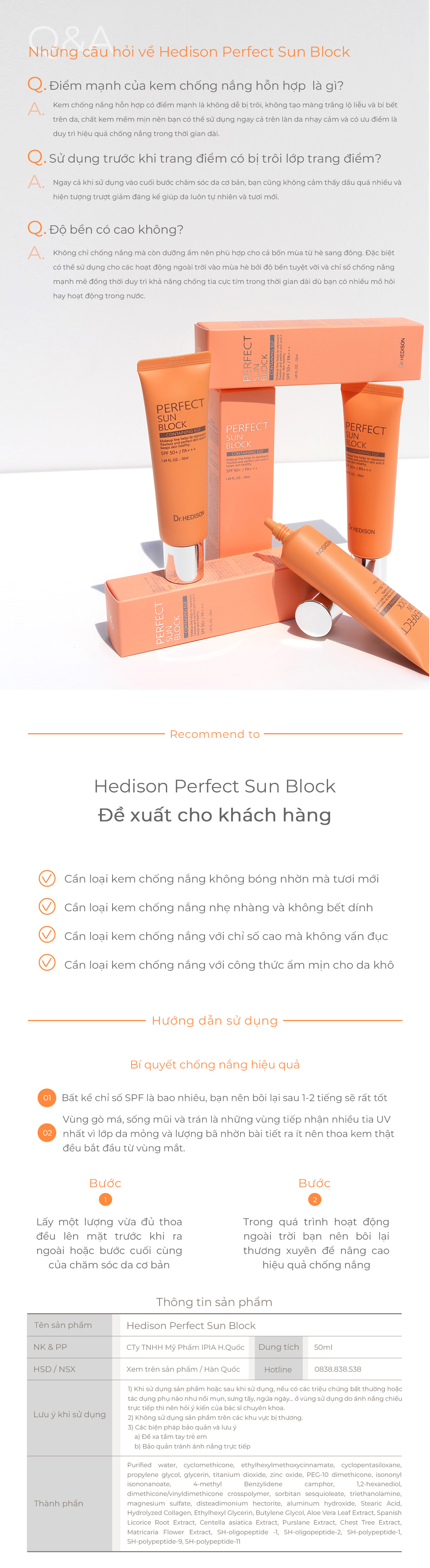 Kem chống nắng không trôi Perfect Sun Block (50ml)