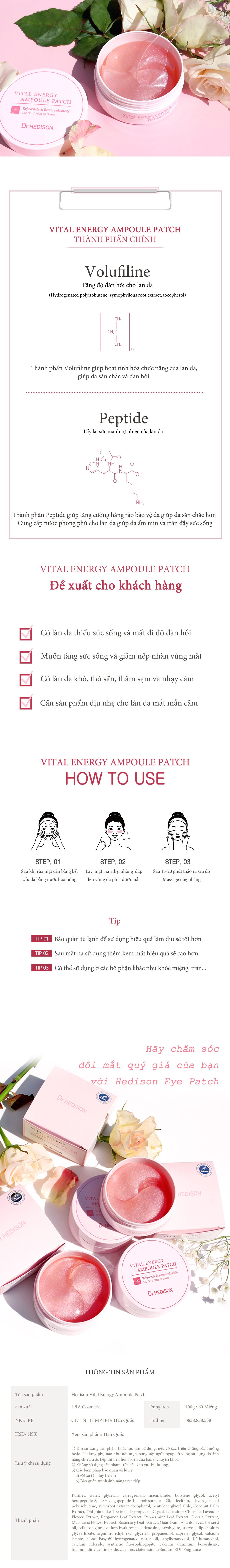 Chăm sóc vùng da mắt căng mịn và đàn hồi Vital Energy Ampoule Patch 1