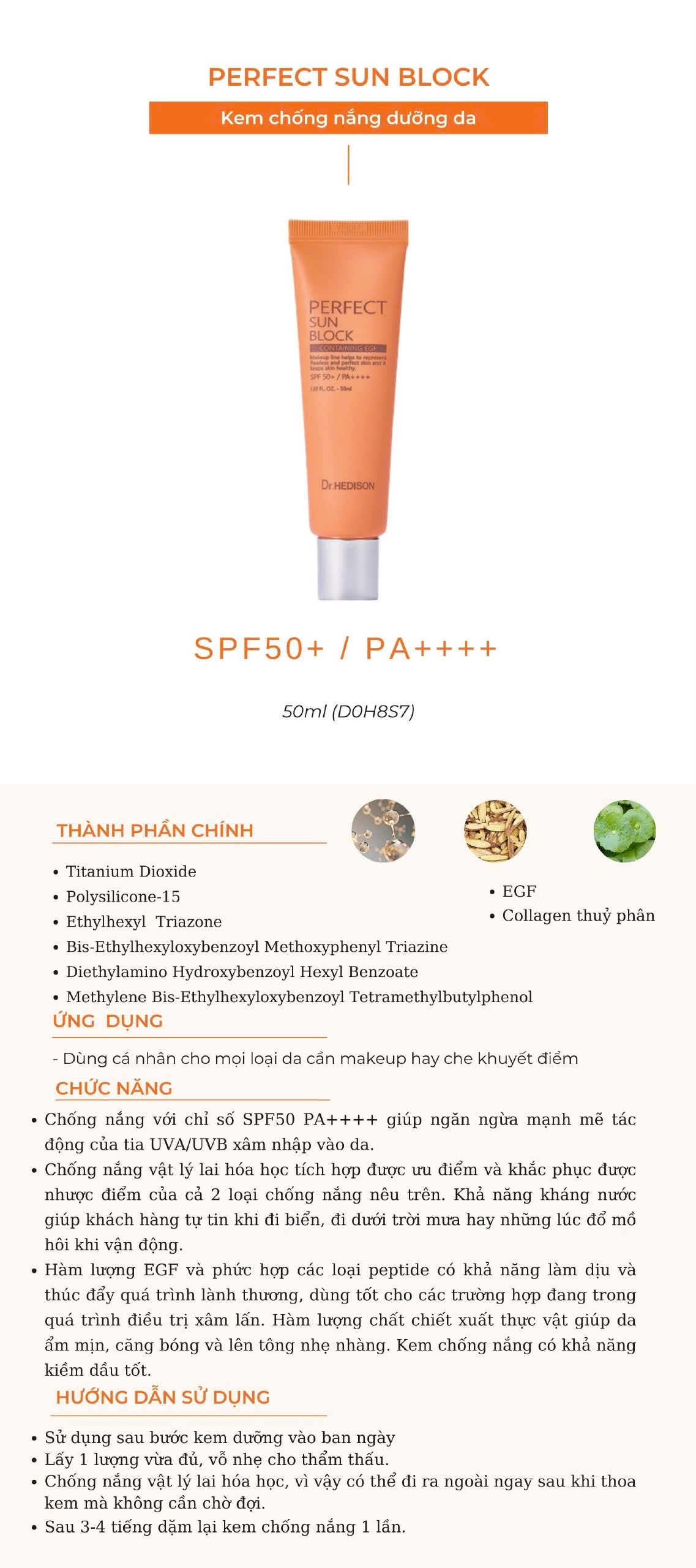 Kem chống nắng không trôi Perfect Sun Block (50ml)