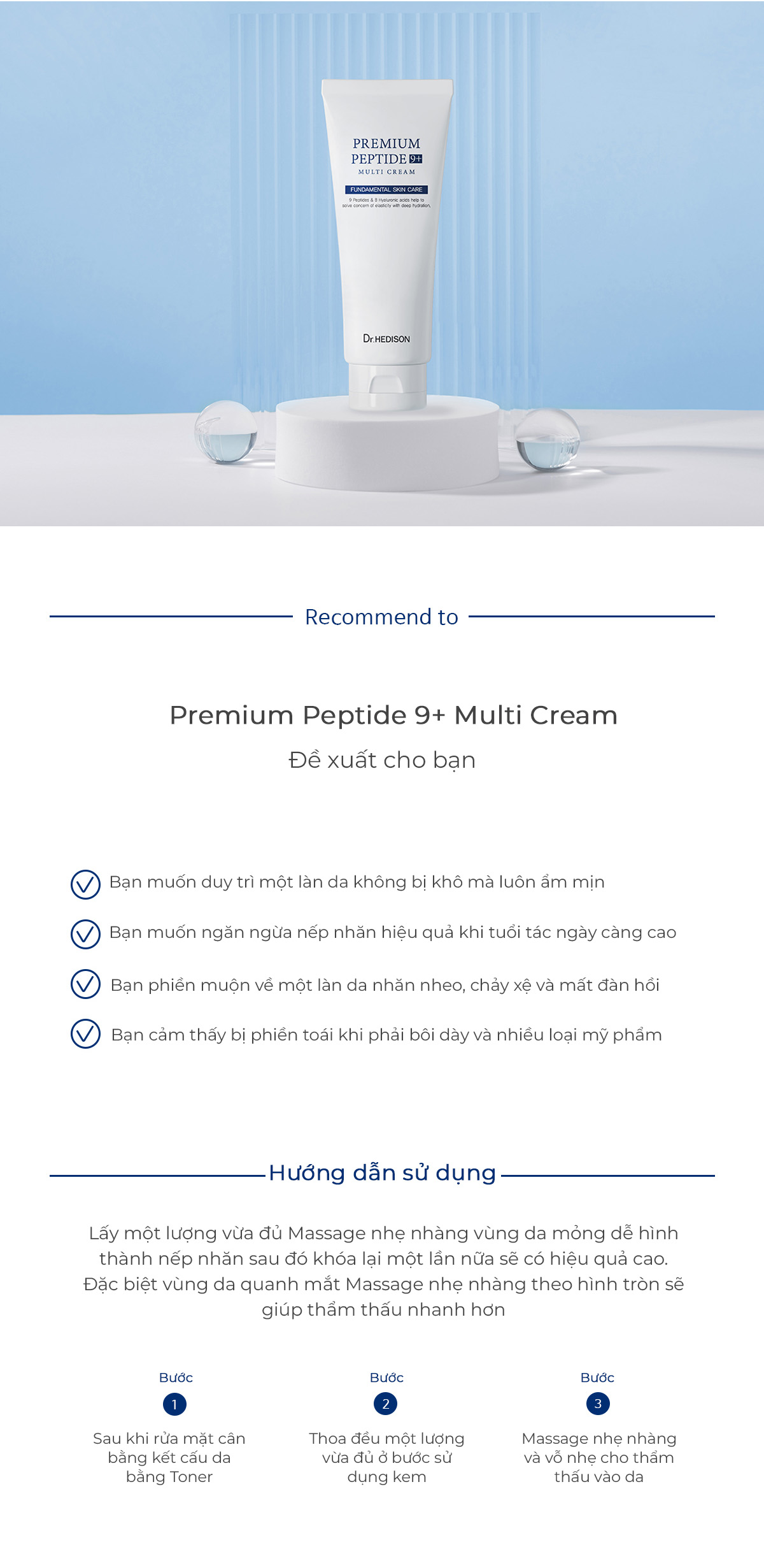 Kem dưỡng cao cấp Premium Peptide9+ Multi Cream (200ml)