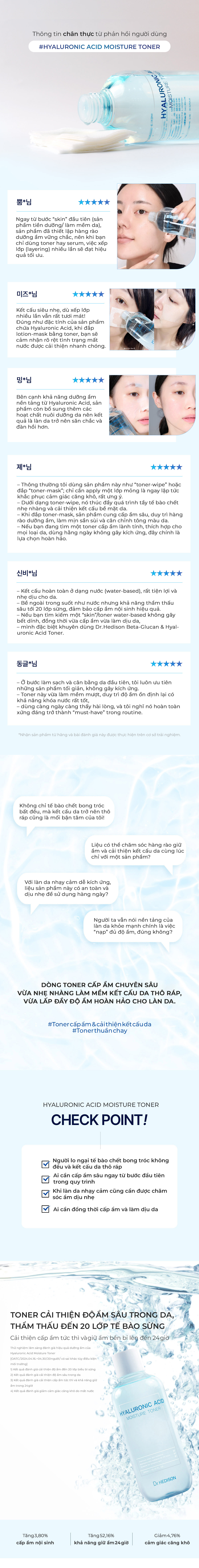 Cải thiện độ ẩm bên trong da một cách nhanh chóng, tức thì. Thẩm thấu ngay lập tức đến lớp thứ 20 của lớp sừng trên da. Duy trì độ ẩm trong da lên đến 24 giờ. Làm dịu và giảm cảm giác căng rát cho da. Ứng dụng trong chăm sóc da trong quy trình salon và dùng cá nhân tại nhà.