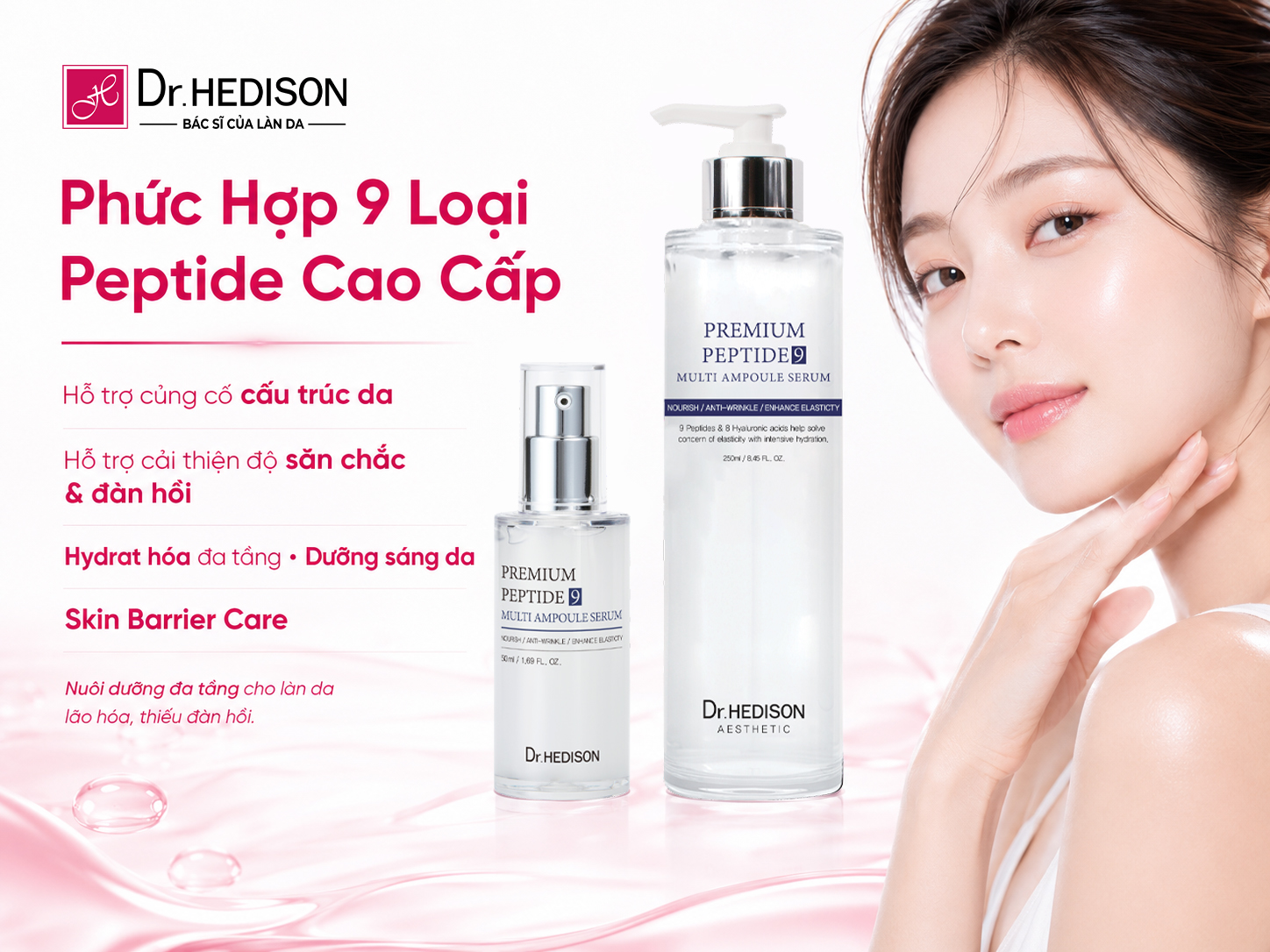 Tinh Chất Hỗ Trợ Trẻ Hóa Và Cải Thiện Độ Đàn Hồi Premium Peptide 9 Multi Ampoule Serum (50ml250ml) (2)