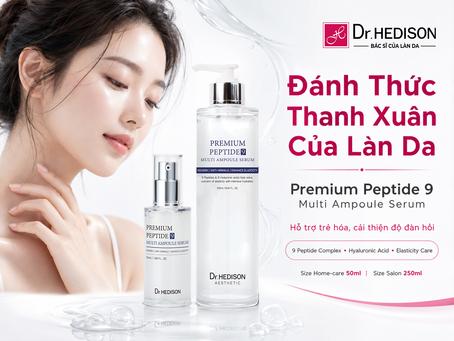 Tinh Chất Hỗ Trợ Trẻ Hóa Và Cải Thiện Độ Đàn Hồi Premium Peptide 9 Multi Ampoule Serum (50ml250ml) (2)