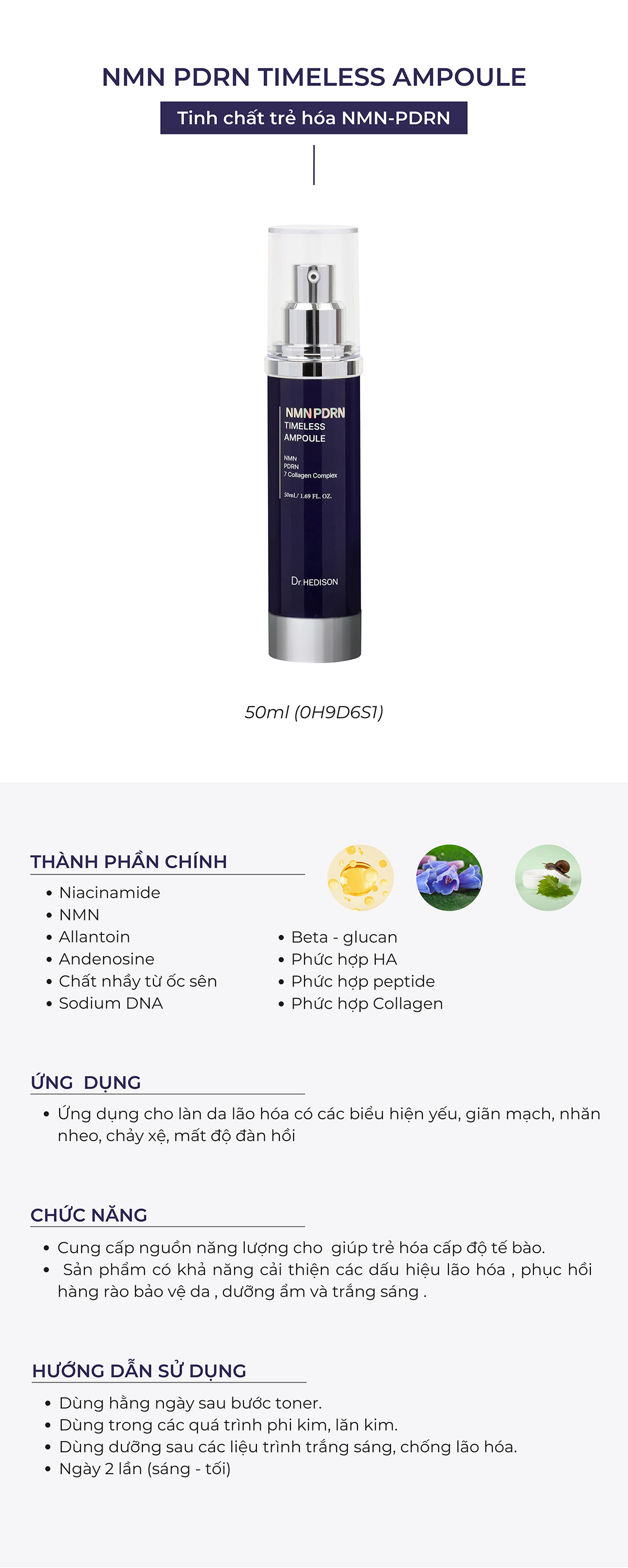 Tinh chất trẻ hóa NMN PDRN Timeless Ampoule 50ml
