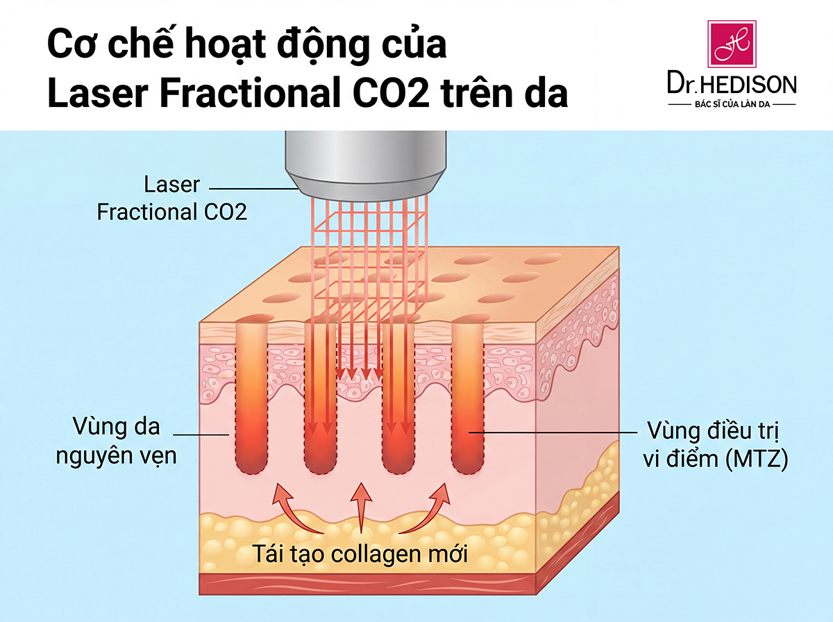 Cơ chế tác động của Laser CO2 Fractional lên da