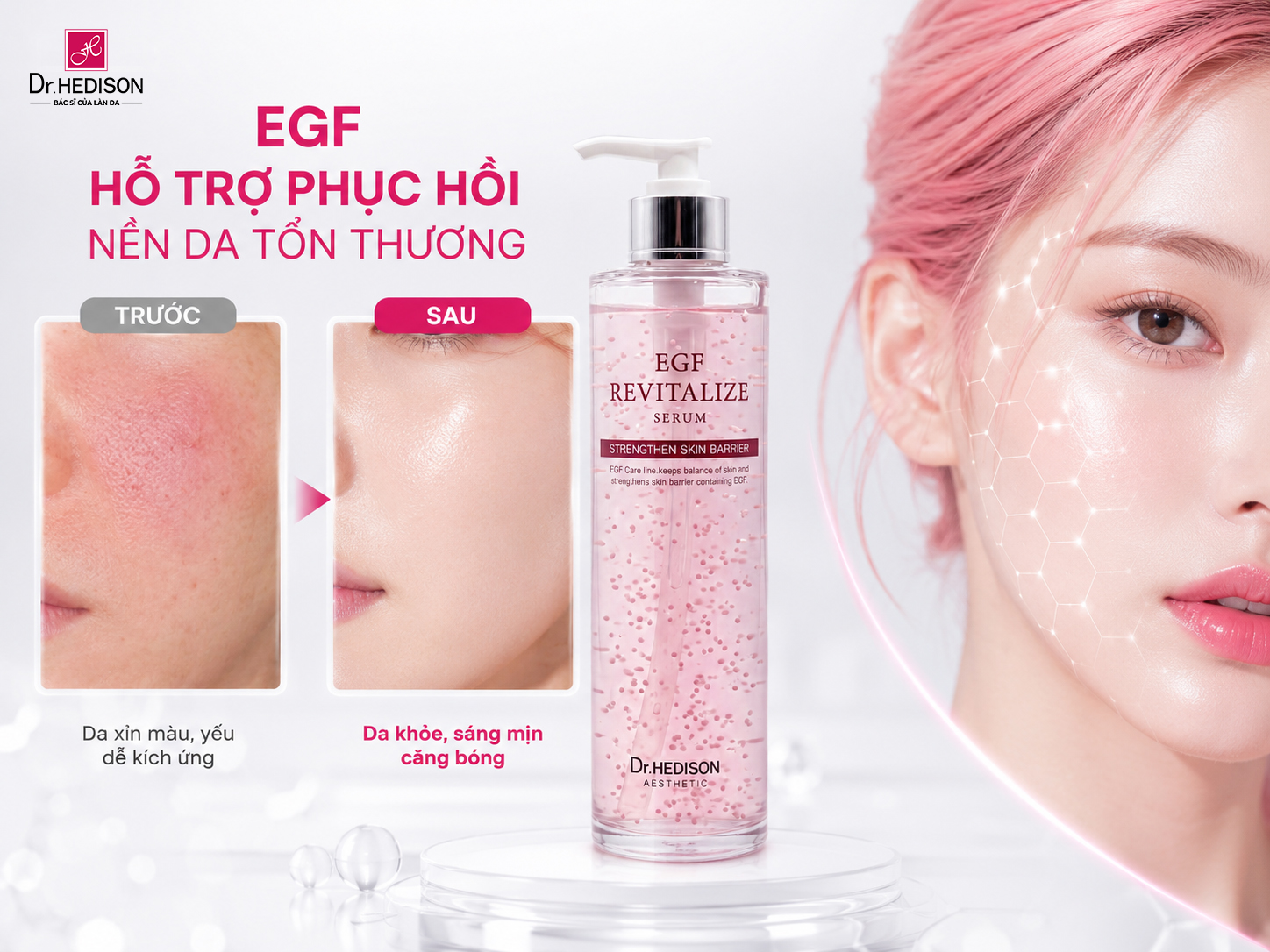 EGF chốt chặn hoàn hảo bảo vệ hàng rào biểu bì trong phác đồ Glow Cell - Trẻ hóa cấp độ tế bào