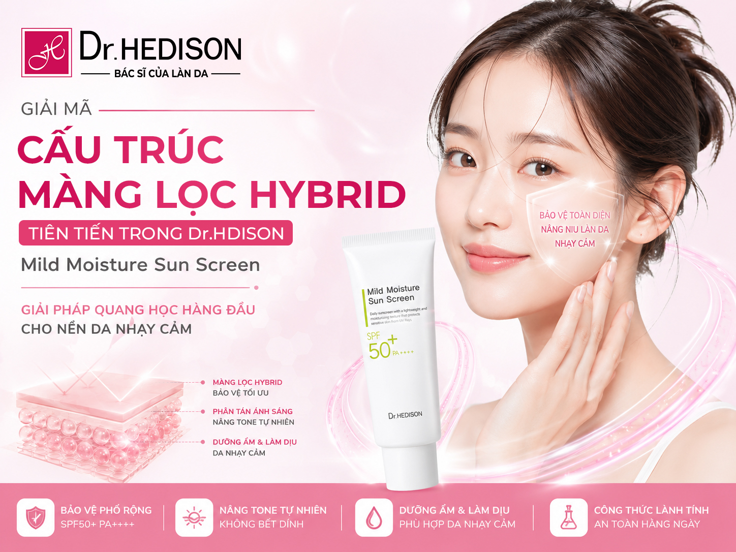 Giải Mã Cấu Trúc Màng Lọc Hybrid Tiên Tiến Trong HEDISON Mild Moisture Sun Screen: Giải Pháp Quang Học Hàng Đầu Cho Nền Da Nhạy Cảm