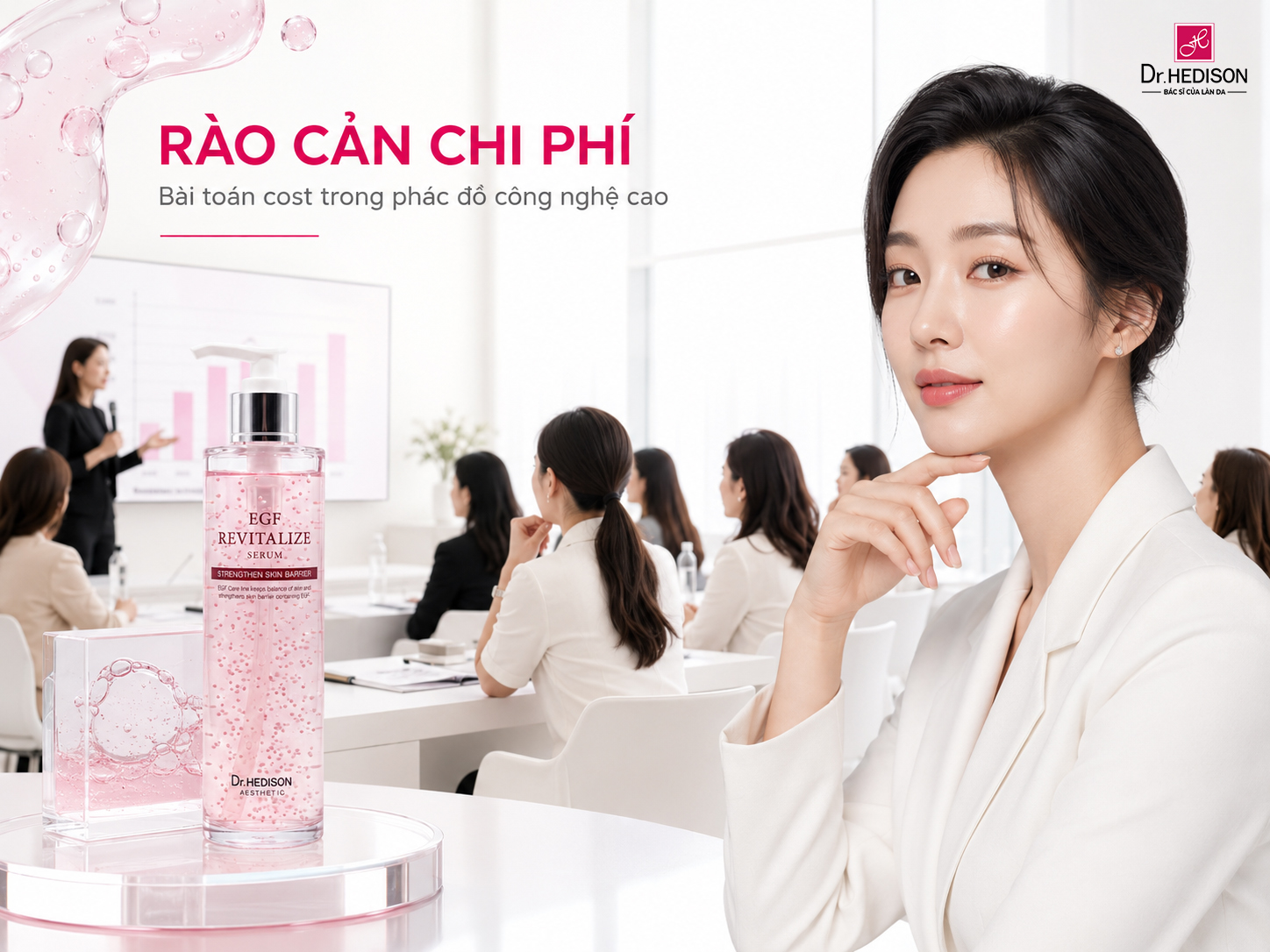 Đầu tư vào công nghệ cao là cách Spa/Clinic thu hút khách hàng, nhưng việc lựa chọn đúng dòng dược mỹ phẩm hỗ trợ phục hồi sau laser mới là chìa khóa giữ chân khách hàng và tối ưu hóa biên độ lợi nhuận. Cùng tìm hiểu chiến lược ứng dụng hệ sinh thái Dr.HEDISON EGF để gia tăng doanh thu bền vững cho cơ sở của bạn. Dr.HEDISON EGF Revitalize Serum  