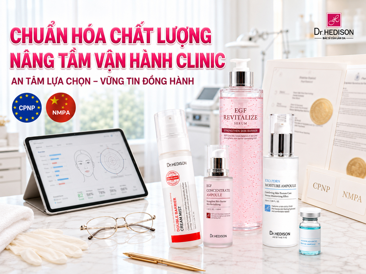 CPNP & NMPA Bảo Chứng Khắt Khe Cho Chất Lượng Dược Mỹ Phẩm Dr.HEDISON