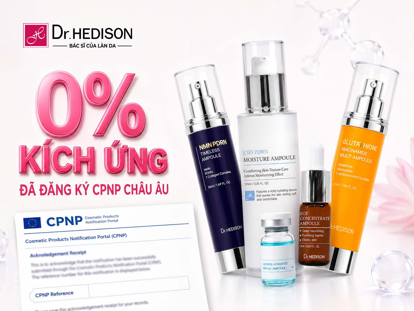 Dr.HEDISON Chứng Nhận Lâm Sàng Hàn Quốc Trong Phác Đồ Điều Trị Da Nhạy Cảm