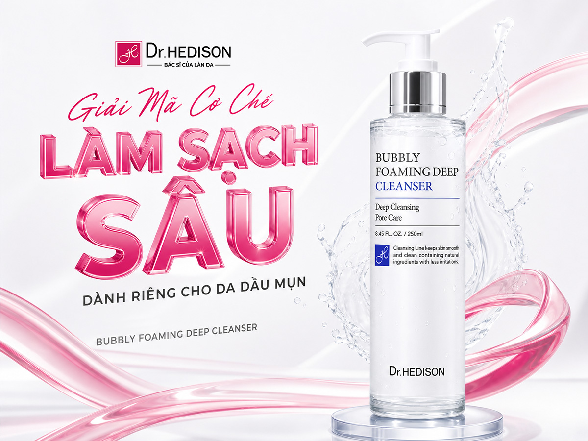 Giải Mã Cơ Chế Làm Sạch Sâu Dành Riêng Cho Da Dầu Mụn Dr.HEDISON Bubbly Foaming Deep Cleanser